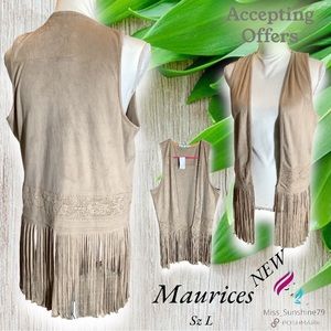Maurices NEW/ W tags - Sz L -but fits S-M Suede Fringe vest  western boho